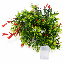 Artificial Morning Glory Flower LED Garland, 35 Lights, 3 AA Battery Powered, Steady and Flashing Modes