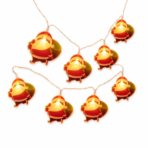 Christmas LED String Lights with Backpack Santa, 40 LEDs, 6 m, Battery Powered, Steady and Flashing
