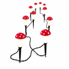 Solar LED Mushroom Garden Stake Lights, 12 Red Waterproof Outdoor Pathway Lights