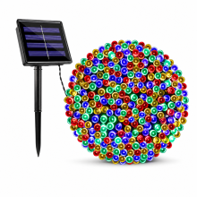Solar LED Fairy Lights Multicolour, Waterproof Outdoor String Lights, 200 LEDs, 8 Modes, Christmas Decoration