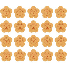 20 Pcs Handmade Leather Labels, Flower Leather Handmade Tags with Hole Embossed Tag 35mm Dia Personalized Sewing Labels for Embellishment DIY Crafts G