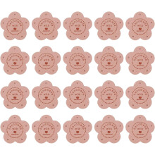 20 Pcs Handmade Leather Labels, Flower Leather Handmade Tags with Hole Embossed Tag 35mm Dia Personalized Sewing Labels for Embellishment DIY Crafts G