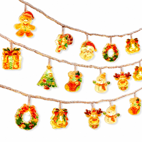 Acrylic Christmas LED String Lights, USB Powered, 20 LEDs, Tree, Window and Shop Decoration