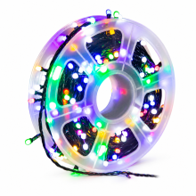Multicolour Outdoor LED String Lights, 240 Frosted Round LEDs, 8 Modes, 24V Plug-In, Waterproof