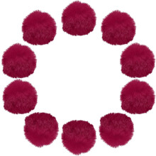 2.8 Inch Faux Fur Pom Pom Balls, 10 Pcs Wine Red Fluffy Soft Faux Fur Pom Poms for Hats with Elastic Loop for DIY Knitting Hats Keychain Scarves Glove
