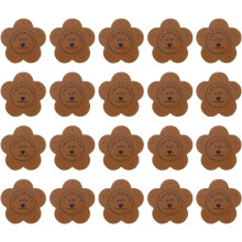 20 Pcs Handmade Leather Labels, Flower Leather Handmade Tags with Hole Embossed Tag 35mm Dia Personalized Sewing Labels for Embellishment DIY Crafts G