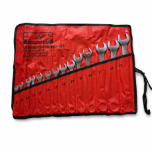 Combination Spanner Set, Open End and Ring, 14 Pieces, 8–32 mm, for Mechanical Repair