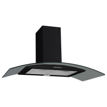 electriQ 90cm Curved Glass Cooker Hood - Black EIQCURV90ENBL