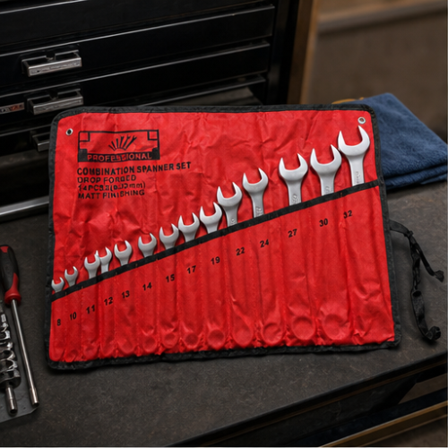 Combination Spanner Set, Open End and Ring, 14 Pieces, 8–32 mm, for Mechanical Repair 1