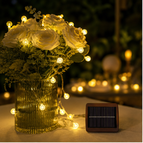 Solar Garden String Lights, 300 Blue Bubble LEDs, 32 m, Waterproof, Remote Control, 24V 1