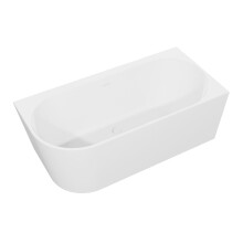 Baridi Right-Hand Corner Slim Rim Bath with Overflow System 150cm, Gloss White - DH426