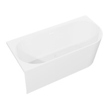 Baridi Left-Hand Corner Slim Rim Bath with Overflow System 150cm, Gloss White - DH423