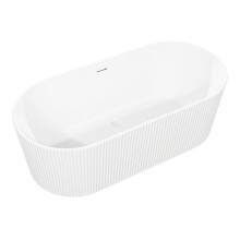 Baridi Double-Ended Fluted Design Bath with Slim Rim 150cm, Gloss White - DH419