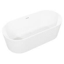 Baridi Double-Ended Fluted Design Bath with Slim Rim 168cm, Gloss White - DH420