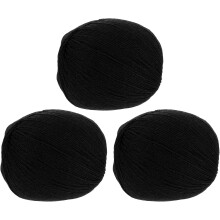 100% Wool Yarn, 4-Ply Wool Roving Luxurious and Soft Yarn Hand Dyed Yarn for Hand Knitting Crocheting, 3.52 OZ, 306 Yard (Black, 3 Ball)