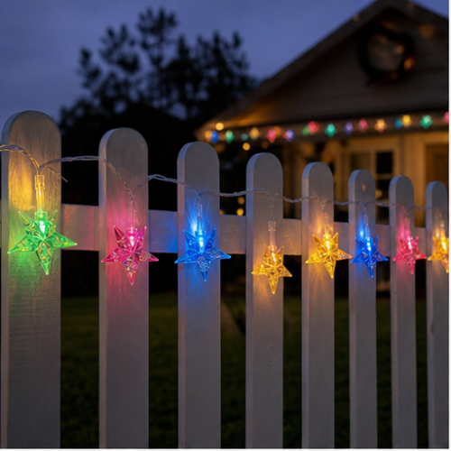 Solar LED Star String Lights, Multicolour, 20 LEDs, 8 Modes, Outdoor Christmas Decoration 1