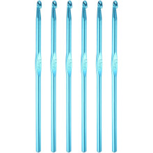 Aluminum Crochet Hook 5mm US Size H (Size 8) Knitting Needles for DIY Craft Yarn Blue 6Pcs