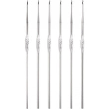 Stainless Steel Crochet Hook 0.9mm Knitting Needles for DIY Craft Yarn 6Pcs