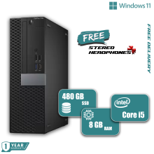 Dell Computer Core i5 8GB Ram 480GB SSD Windows 11 + Antivirus, Office - Refurbished