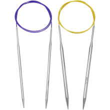 Size US 7/10 (4.5/6mm) Knitting Needles Circular Needle 31 Inch(80cm) Round Metal Stainless Steel Needle for Handmade Projects DIY Knitting Purple/Yel