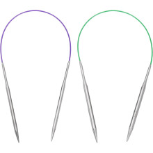 Size US 7/9 (4.5/5.5mm) Knitting Needles Circular Needle 16 Inch(40cm) Round Metal Stainless Steel Needle for Handmade Projects DIY Knitting Purple/Gr