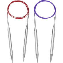 Size US 11/13 (8/9mm) Knitting Needles Circular Needle 39 Inch(100cm) Round Metal Stainless Steel Needle for Handmade Projects DIY Knitting Red/Purple