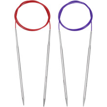 Size US 6/7 (4/4.5mm) Knitting Needles Circular Needle 39 Inch(100cm) Round Metal Stainless Steel Needle for Handmade Projects DIY Knitting Red/Purple