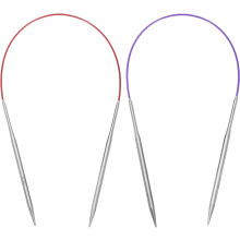 Size US 6/7 (4/4.5mm) Knitting Needles Circular Needle 16 Inch(40cm) Round Metal Stainless Steel Needle for Handmade Projects DIY Knitting Red/Purple