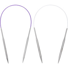 Size US 7/8 (4.5/5mm) Knitting Needles Circular Needle 16 Inch(40cm) Round Metal Stainless Steel Needle for Handmade Projects DIY Knitting Purple/Whit