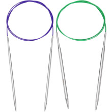 Size US 7/9 (4.5/5.5mm) Knitting Needles Circular Needle 39 Inch(100cm) Round Metal Stainless Steel Needle for Handmade Projects DIY Knitting Purple/G