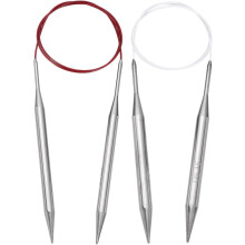 Size US 11/13 (8/10mm) Knitting Needles Circular Needle 31 Inch(80cm) Round Metal Stainless Steel Needle for Handmade Projects DIY Knitting Red/White