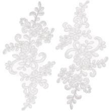 2 Pcs Flower Lace Appliques 3D Embroidery Lace Patch Sewing Addition Embellishments for Wedding Bridal Dress Clothes DIY Crafts Accessories Decoration