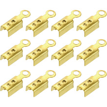 400 Pcs Fold Over Cord Ends, 10.2x2.5mm Ribbon Crimp Ends Cap, Clasp Tips for Leather Craft Making DIY (Gold)
