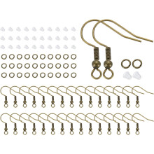 Earring Hooks, 300Pcs Earring Making Assortment Kit Fish Hook Earrings Open Jump Rings Earring Backs Sets for Jewelry Making and Repair, Bronze