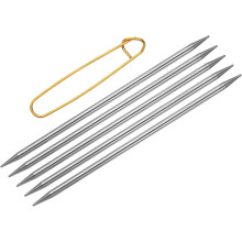 5Pcs US 10(6mm) Double Pointed Knitting Needle 7.87 Inches Length Stainless Steel Sweater Stitching Needles with Stitch Holder for Handmade Projects D