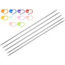 5Pcs US 2(2.75mm) Double Pointed Knitting Needle 7.87 Inches Length Stainless Steel Sweater Stitching Needles with 10 Stitch Marker for Handmade Proje