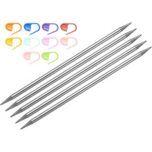 5Pcs US 10.25(6.5mm) Double Pointed Knitting Needle 7.87 Inches Length Stainless Steel Sweater Stitching Needles with 10 Stitch Marker for Handmade Pr