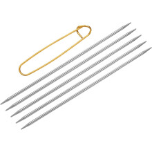 5Pcs US 6(4mm) Double Pointed Knitting Needle 7.87 Inches Length Stainless Steel Sweater Stitching Needles with Stitch Holder for Handmade Projects DI