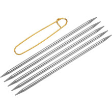 5Pcs US 9(5.5mm) Double Pointed Knitting Needle 7.87 Inches Length Stainless Steel Sweater Stitching Needles with Stitch Holder for Handmade Projects