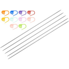 5Pcs US 0(2mm) Double Pointed Knitting Needle 7.87 Inches Length Stainless Steel Sweater Stitching Needles with 10 Stitch Marker for Handmade Projects
