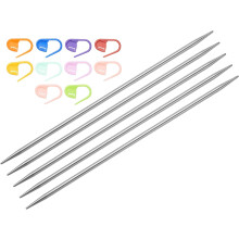 5Pcs Knitting Needle Size US 3(3.25mm) 6 Inches (15cm) Length Stainless Steel Double Pointed Sweater Stitching Needles with 10 Colorful Stitch Markers