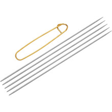 5Pcs Knitting Needle 1.5mm Diameter 6 Inches (15cm) Length Stainless Steel Double Pointed Sweater Stitching Needles with Stitch Holder for Handmade Pr