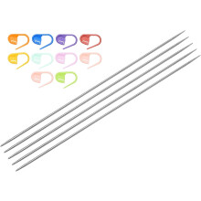 5Pcs Knitting Needle 1.5mm Diameter 6 Inches (15cm) Length Stainless Steel Double Pointed Sweater Stitching Needles with 10 Colorful Stitch Markers fo