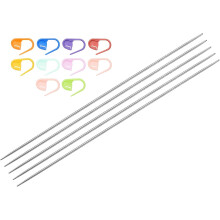5Pcs Knitting Needle 1.75mm Diameter 6 Inches (15cm) Length Stainless Steel Double Pointed Sweater Stitching Needles with 10 Colorful Stitch Markers f
