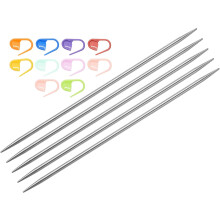 5Pcs Knitting Needle Size US 2.5(3mm) 6 Inches (15cm) Length Stainless Steel Double Pointed Sweater Stitching Needles with 10 Colorful Stitch Markers
