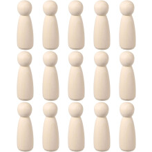 15 Pack Wood Peg, 3 Inch Girl-Shape Wooden Peg People, Unfinished Wooden Peg People Bodies Figures for DIY Art Craft Painting