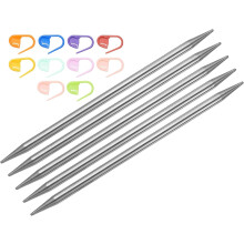 5Pcs Knitting Needle Size US 8(5mm) 6 Inches (15cm) Length Stainless Steel Double Pointed Sweater Stitching Needles with 10 Colorful Stitch Markers fo