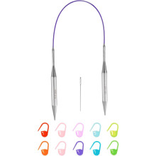 13 Gauge Knitting Circular Needle 16 Inch(40cm) Metal Round Stainless Steel Needle with Large Eye Sewing & Stitch Markers for Handmade Projects DIY Kn