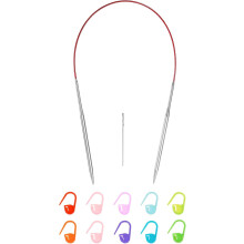 6 Gauge Knitting Circular Needle 16 Inch(40cm) Metal Round Stainless Steel Needle with Large Eye Sewing & Stitch Markers for Handmade Projects DIY Kni