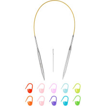 10 Gauge Knitting Circular Needle 16 Inch(40cm) Metal Round Stainless Steel Needle with Large Eye Sewing & Stitch Markers for Handmade Projects DIY Kn